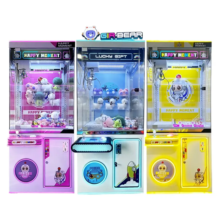 Teddy Bear Vending Arcade Claw Crane Machine Coin-Operated Mini Lucky Star Gift Game for Kids Made of Plastic and Plush