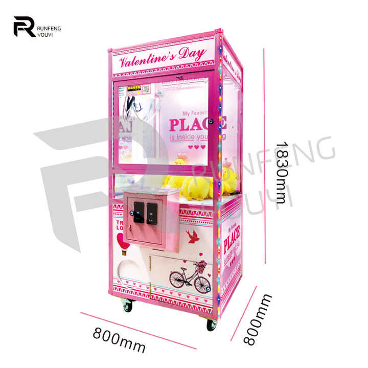 Hot Sale Customized pink Claw Machine  Game Coins Custom Doll Crane Machine