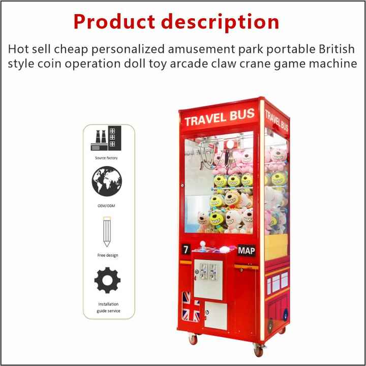 Wholesale Red Doll Crane Machine  Indoor Coin Operated Arcade Game Machines Children Toy  Claw Crane