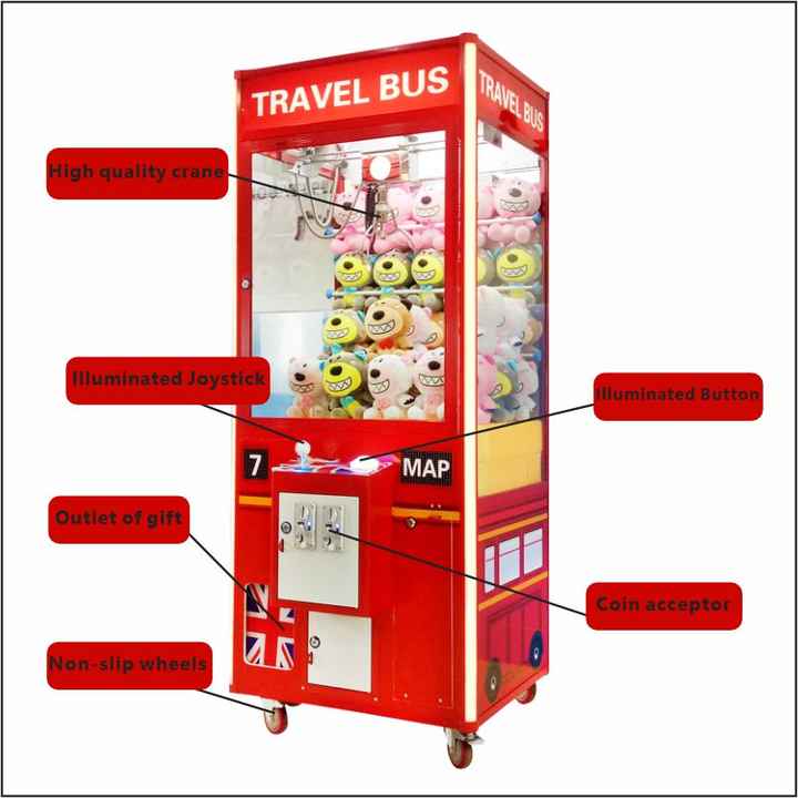 Wholesale Red Doll Crane Machine  Indoor Coin Operated Arcade Game Machines Children Toy  Claw Crane