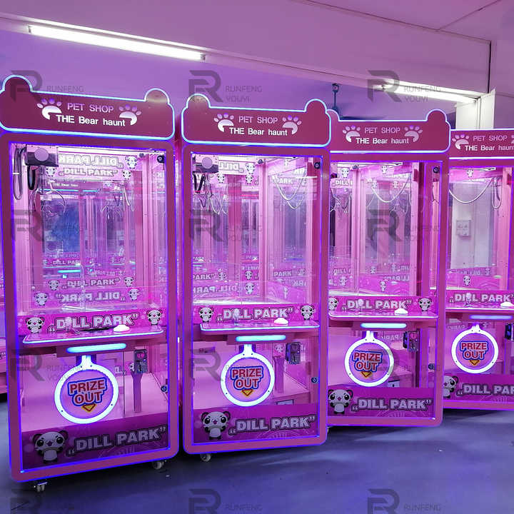 Amusement Park Coin Operated Game Machine Stuffed Animal Toy Vending Arcade Claw Crane Machine Claw Machine With Bill Acceptor