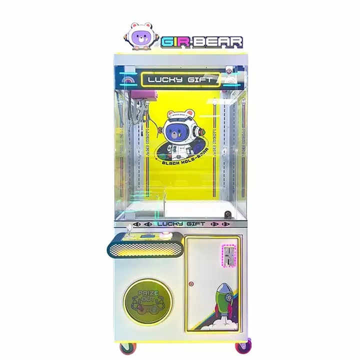 Riteng Hot Slim Video Claw Machine Rubber Duck Joystick Claw Machine UK Plug Mini Claw Machine With Prize Locker