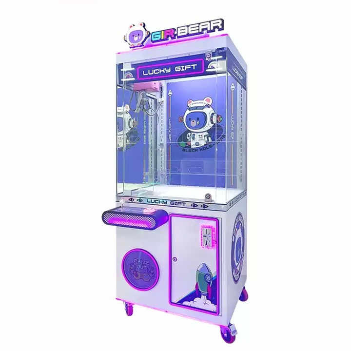 Riteng Hot Slim Video Claw Machine Rubber Duck Joystick Claw Machine UK Plug Mini Claw Machine With Prize Locker