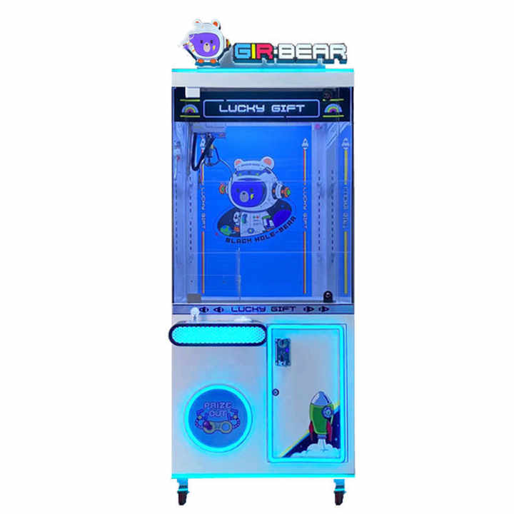 Riteng Hot Slim Video Claw Machine Rubber Duck Joystick Claw Machine UK Plug Mini Claw Machine With Prize Locker