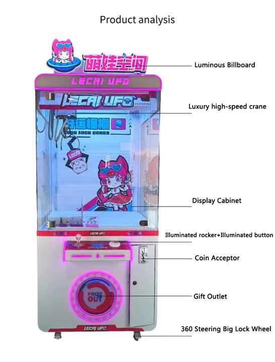 Custom Amusement Park Coin Operated Game Machine Toy Vending Arcade Claw Crane Machine Claw Machine With Bill Acceptor