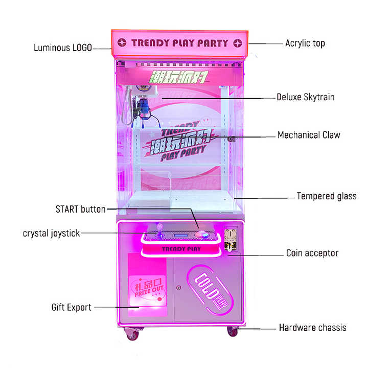 Australia Commercial 100 Dollar Arcade Claw Machine Colorful Super Mini Claw Machine Prizes Small Electronic Claw Machine