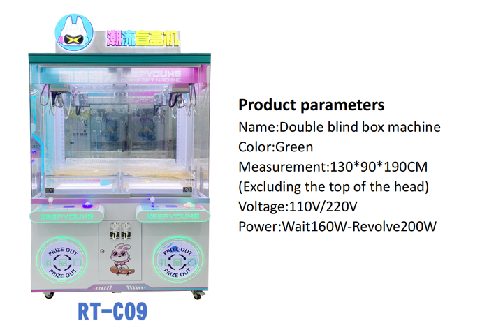 Riteng Super Nice Kids Mini Prize Catcher Arcade Claw Game Machine Multi Color 2 Player Mini Doll Toy Claw Machine for Adult