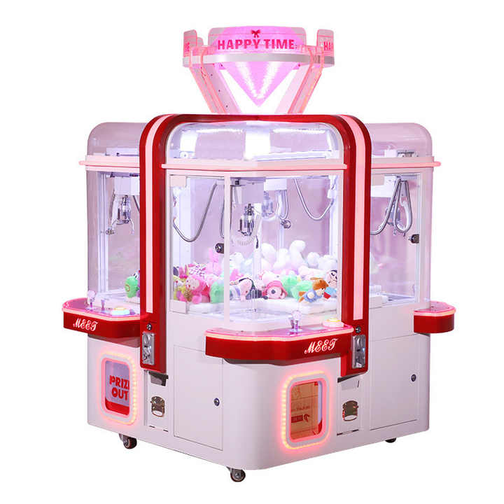 4-Play Coin-Operated Mini Claw Crane Machine Kids' Gift Redemption Vending Candy Catch Game