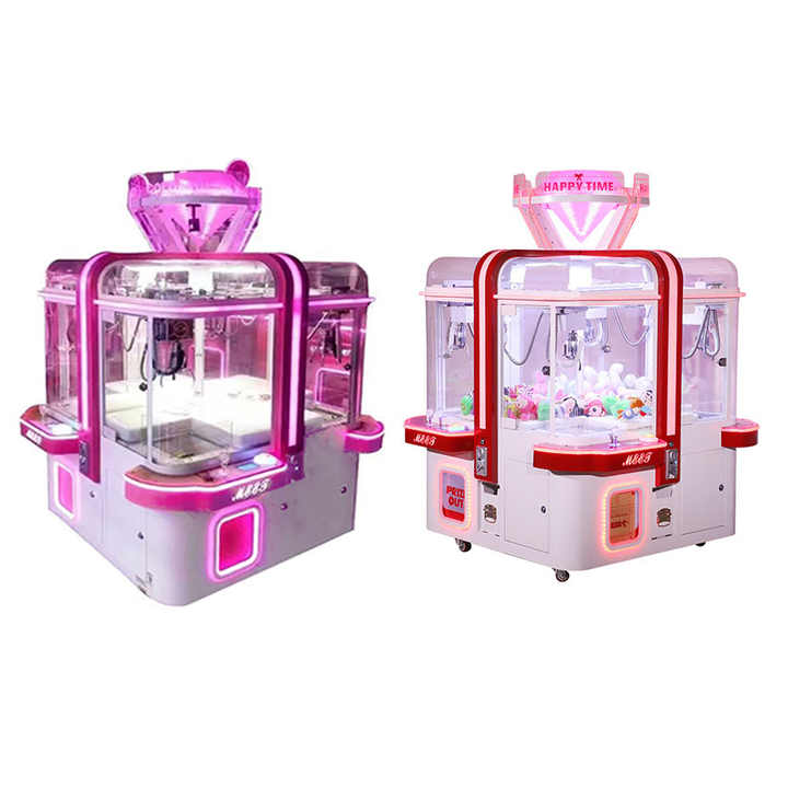 4-Play Coin-Operated Mini Claw Crane Machine Kids' Gift Redemption Vending Candy Catch Game