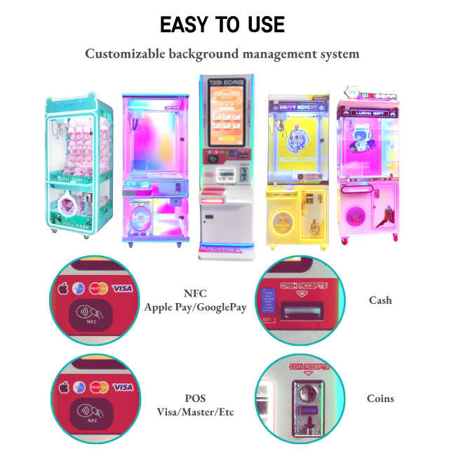 POS&NFC Pay Cheap Toy Vending Machine Standing Indoor Push Prize Toy Crane Machine Gift Claw Machine