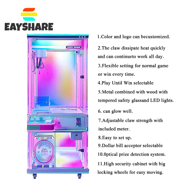 POS NFC Paypal Charge Factory Price Coin Operated Crane Claw Machine Plush Toys Prize Vending Claw Machine Indoor Game