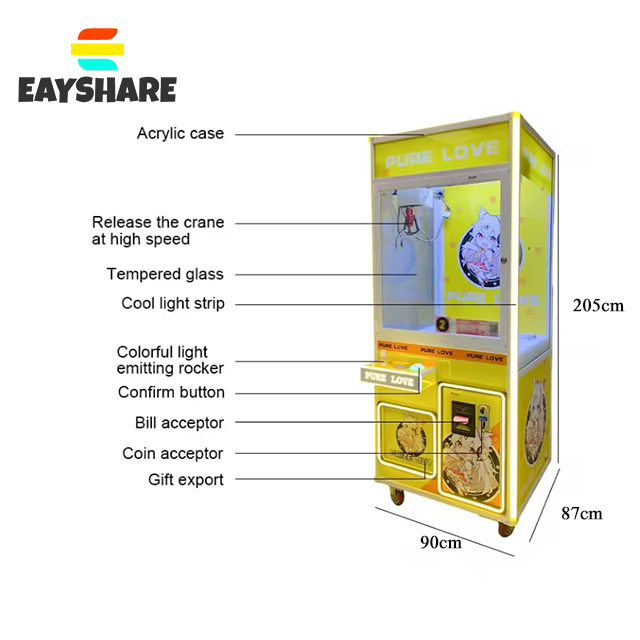 Customize NFC Pay Coin Operated Toy Vending Arcade Claw Crane Machine Cheap Bill Operated Doll Claw Machine With Cash Acceptor
