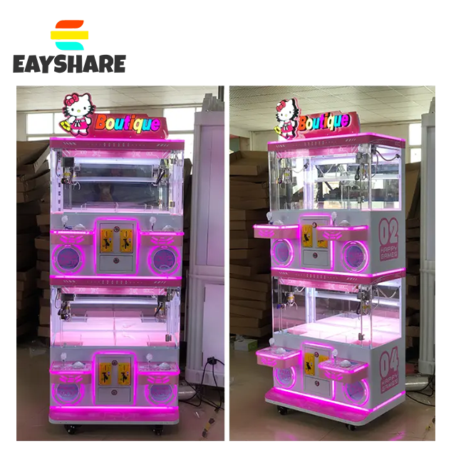 Eayshare Shopping Mall Coin Operated Toy 4 Player Claw Crane Machine Mini Plush Crane Claw Machine