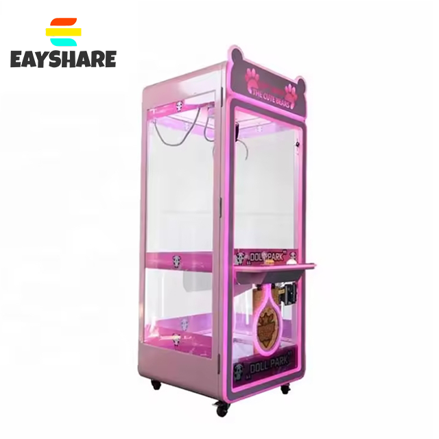 Luxury Glowing Pink Transparent Color Claw Machine Toy Plush Claw Machine Doll Gift Place Gift Reward Type Game Machine