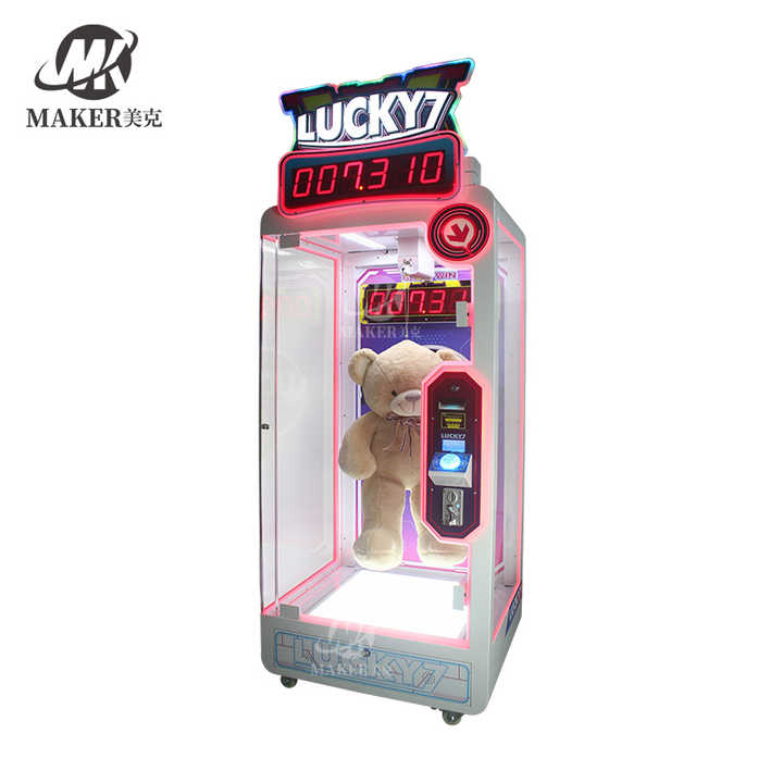 Customized Pink Lucky 7 Arcade Coin Operated Games Claw Prize Machine Cutting Gift Vending Game Machine