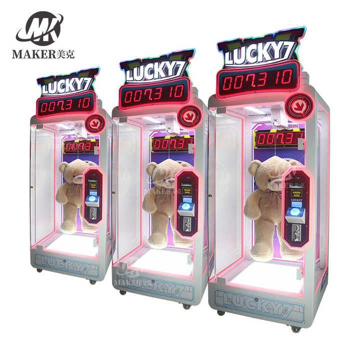 Customized Pink Lucky 7 Arcade Coin Operated Games Claw Prize Machine Cutting Gift Vending Game Machine