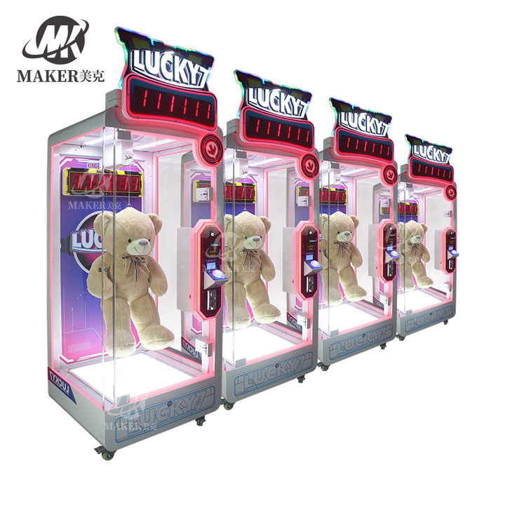Customized Pink Lucky 7 Arcade Coin Operated Games Claw Prize Machine Cutting Gift Vending Game Machine