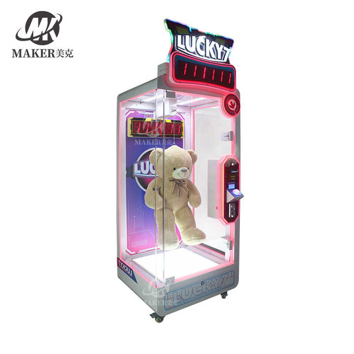 Customized Pink Lucky 7 Arcade Coin Operated Games Claw Prize Machine Cutting Gift Vending Game Machine