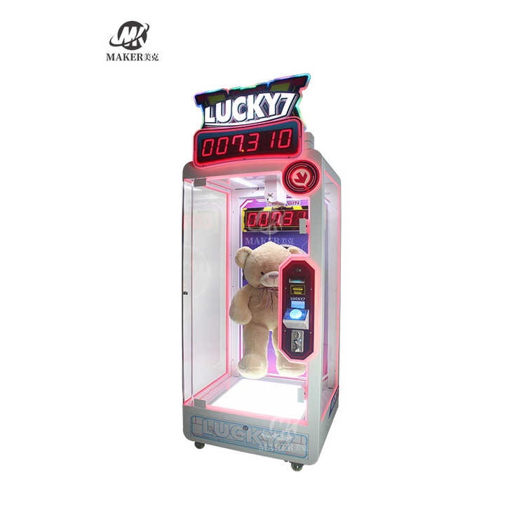 Scissors Cut Prize Gift Machine Customized Pink Lucky 7 Arcade Coin Operated Games Claw Prize Machine Cutting Gift Vending Game