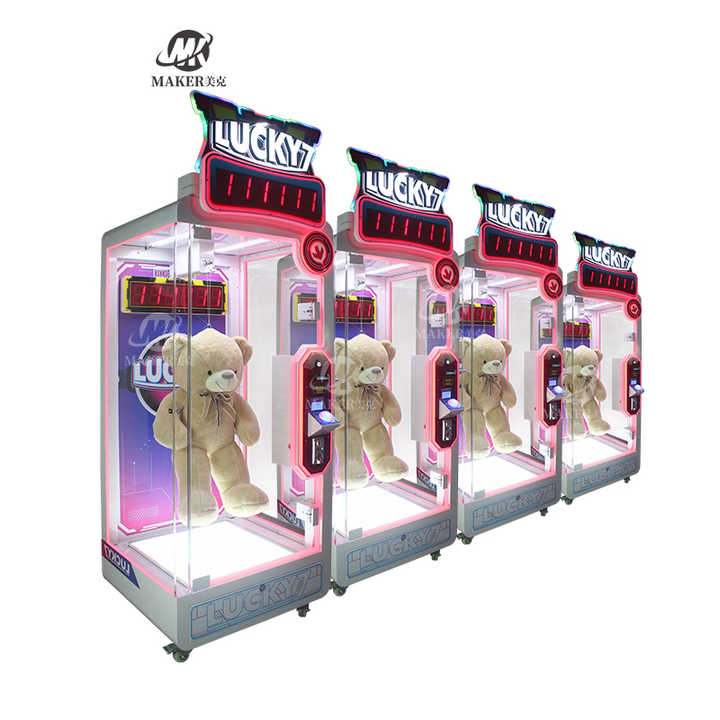 Scissors Cut Prize Gift Machine Customized Pink Lucky 7 Arcade Coin Operated Games Claw Prize Machine Cutting Gift Vending Game