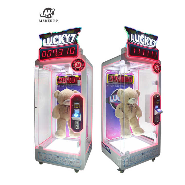 Scissors Cut Prize Gift Machine Customized Pink Lucky 7 Arcade Coin Operated Games Claw Prize Machine Cutting Gift Vending Game