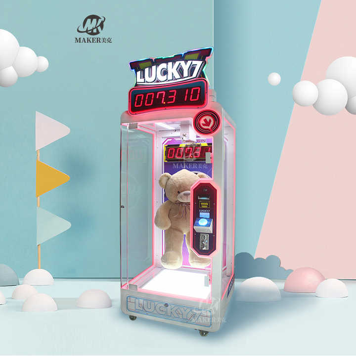 Customized Pink Lucky 7 Arcade Coin Operated Games Scissors Cut Prize Gift Machine Gift Vending Game Machine