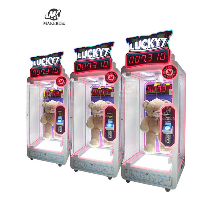 Customized Pink Lucky 7 Arcade Coin Operated Games Scissors Cut Prize Gift Machine Gift Vending Game Machine