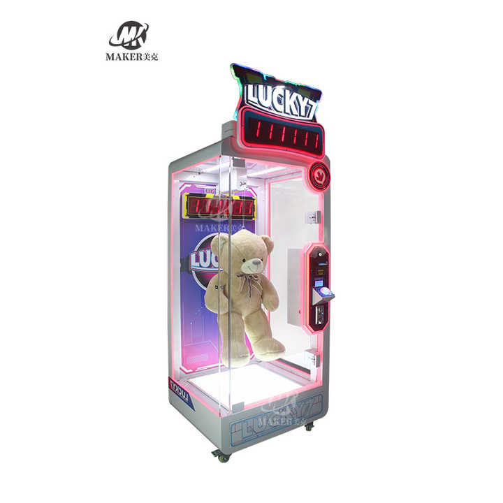 Customized Pink Lucky 7 Arcade Coin Operated Games Scissors Cut Prize Gift Machine Gift Vending Game Machine