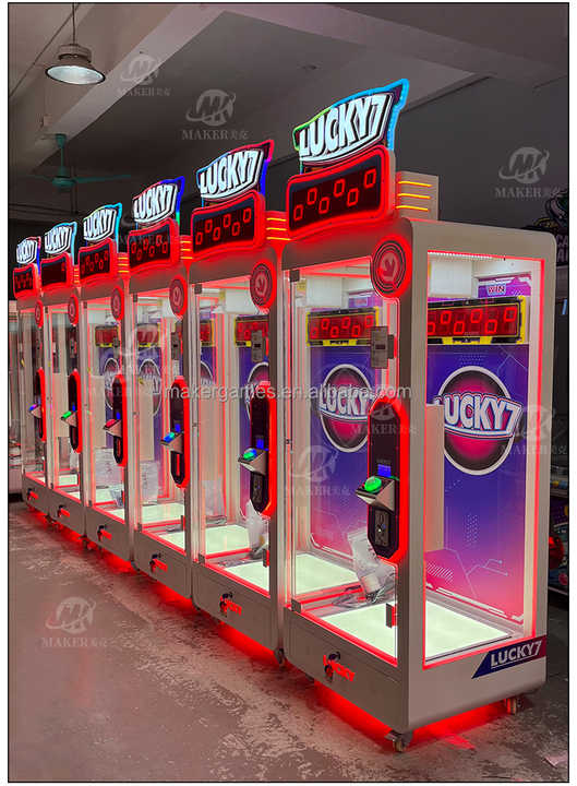 MAKER Exciting Countdown Game Cut Big Plush Doll Kids Favorite Metal Coin Operated Games Arcade Lucky 7 Cut Prize Machine