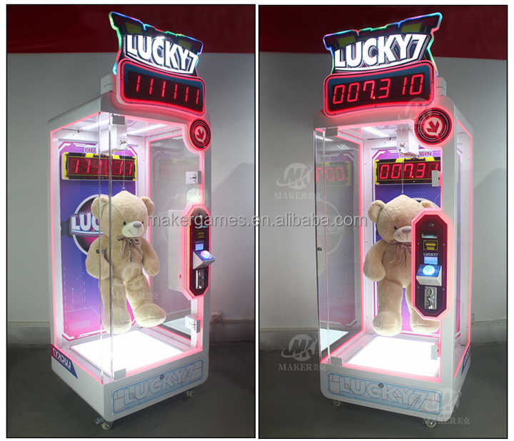 MAKER Exciting Countdown Game Cut Big Plush Doll Kids Favorite Metal Coin Operated Games Arcade Lucky 7 Cut Prize Machine