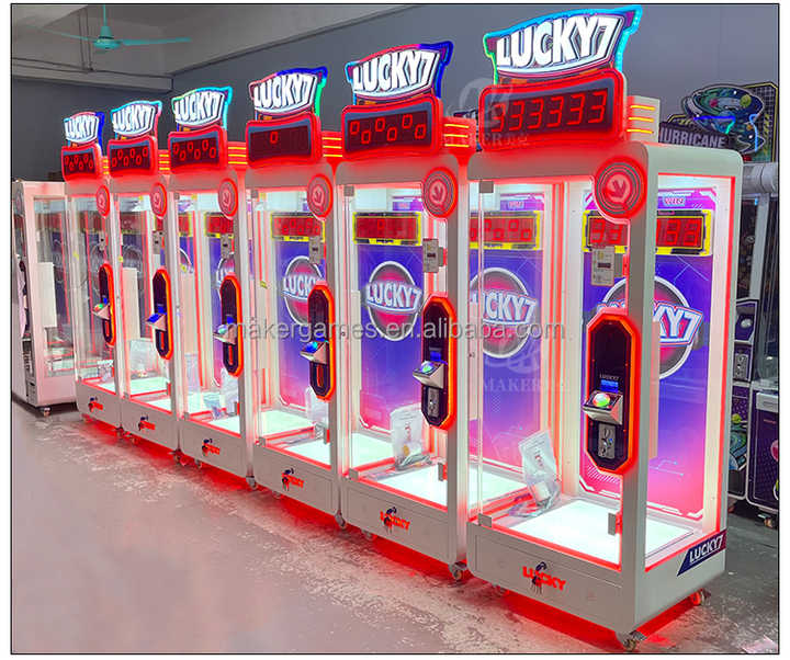 MAKER Exciting Countdown Game Cut Big Plush Doll Kids Favorite Metal Coin Operated Games Arcade Lucky 7 Cut Prize Machine