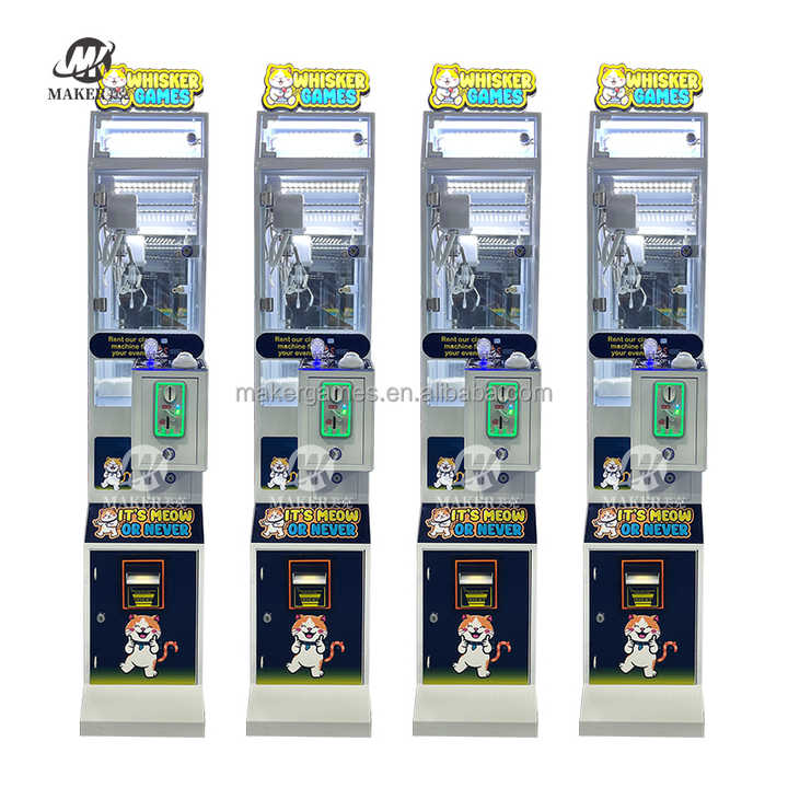 MAKER Cool Cat New Mini Claw Machine Grab Mini Stuffed Animal Toys Arcade Metal Coin Operated Game Mini Doll Machine