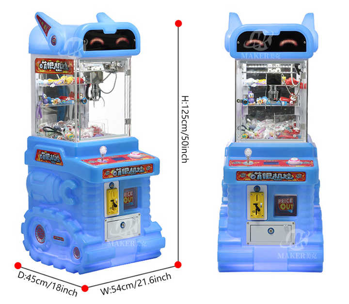 MAKER Kids Mini Claw Machine Bright Lights Grab Mini Doll & Toy Metal Coin Operated Games Cute-eyed Mini Doll Machine
