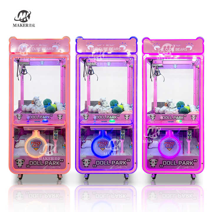 MAKER Wholesale Cute Bear Metal Crane Claw Machine Coin Operated Game Arcade Coin Vending Machine Claw Machine