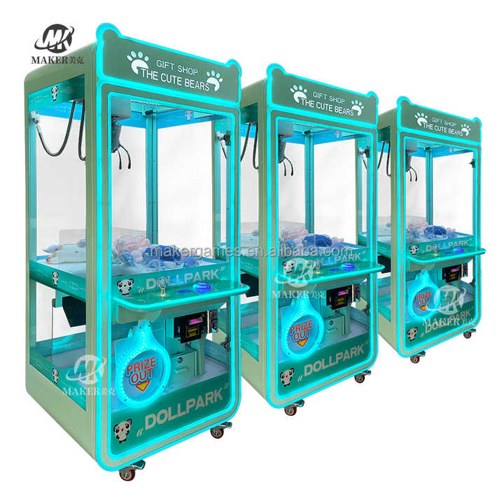 MAKER Wholesale Cute Bear Metal Crane Claw Machine Gift Shop Coin Operated Game Arcade Coin Vending Machine Claw Machine