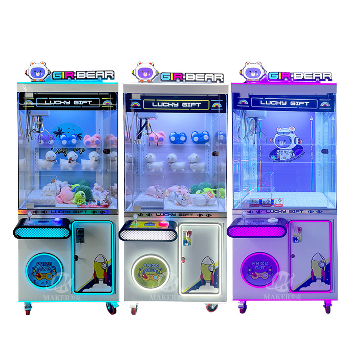 MAKER Hot Selling Commercial Plush Dolls Claw Crane Machine Metal Coin Operated Toy Catcher Prize Arcade Game Doll Machine