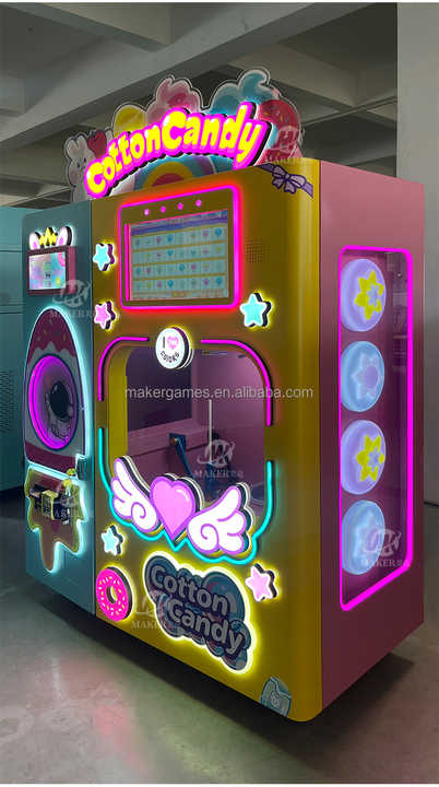 MAKER Professional Automatic Cotton Candy Machine with Card Reader/Bill Acceptor Electric Snack Machines Snack Vending Machine