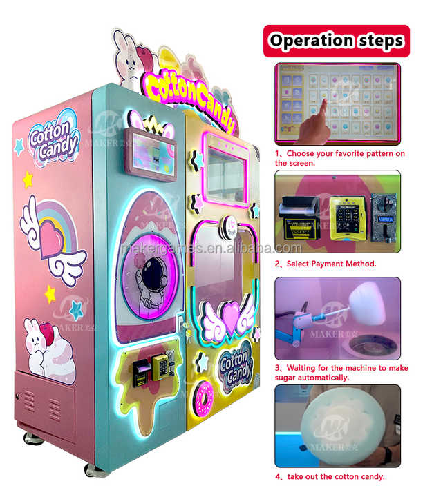 MAKER Hot Selling Professional Snack Vending Machine with Credit Card Payment/Bill Acceptor Automatic Cotton Candy Machine