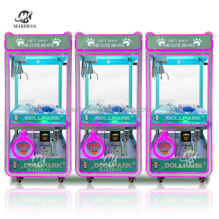 MAKER Easy Return Coin Operated Gift Shop Cute Bear Metal Crane Claw Machine Arcade Plastic Coin Operated Games Claw Machine