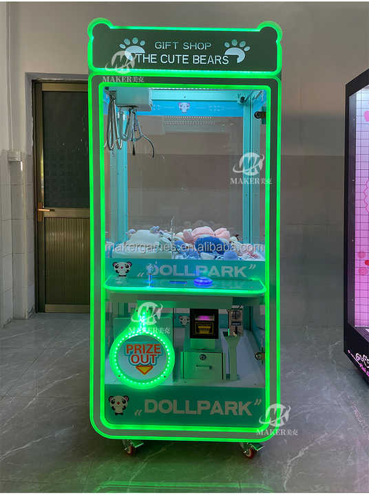 MAKER Easy Return Coin Operated Gift Shop Cute Bear Metal Crane Claw Machine Arcade Vending Machine Claw Machine