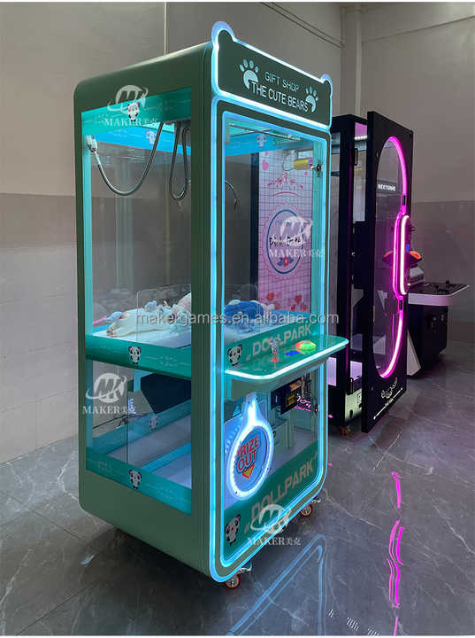 MAKER Easy Return Coin Operated Gift Shop Cute Bear Metal Crane Claw Machine Arcade Vending Machine Claw Machine