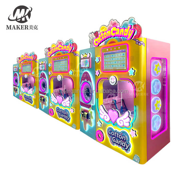 MAKER Best Selling Professional Fully Automatic Cotton Candy Machine with Credit Card Payment Snack Vending Machine