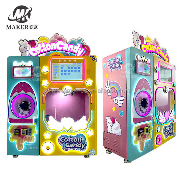 MAKER Best Selling Professional Fully Automatic Cotton Candy Machine with Credit Card Payment Snack Vending Machine
