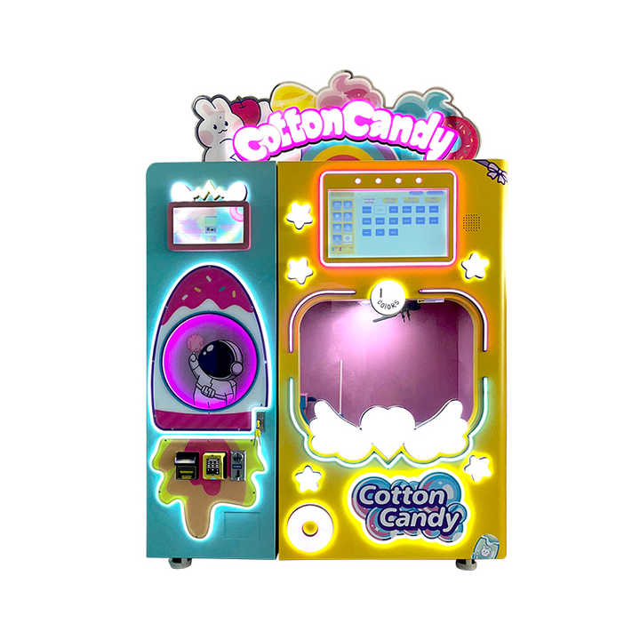 MAKER Best Selling Professional Fully Automatic Cotton Candy Machine with Credit Card Payment Snack Vending Machine