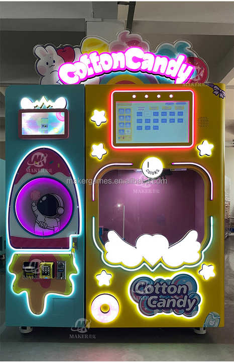 MAKER Best Selling Professional Fully Automatic Cotton Candy Machine with Credit Card Payment Snack Vending Machine