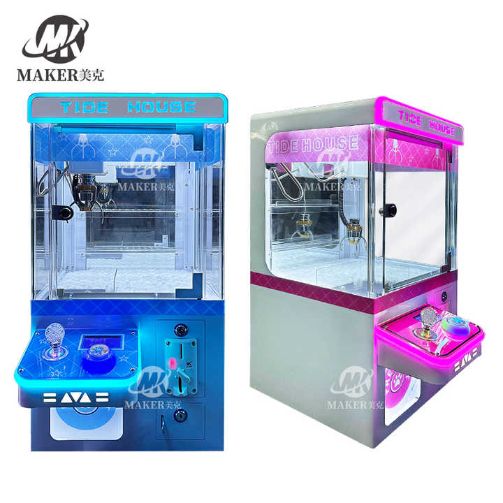 MAKER Tide House 4 Colors Mini Doll Machine Small Toy Arcade Game Metal Coin Operated Games Mini Claw Machine