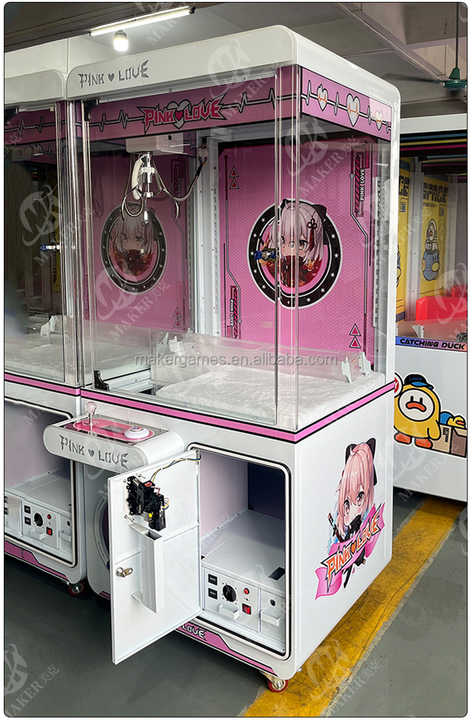MAKER Amusement Facility Plush Toy Claw Crane Machine Prize Gift Metal Coin Operated Games Arcade Game Pink Love Doll Machine