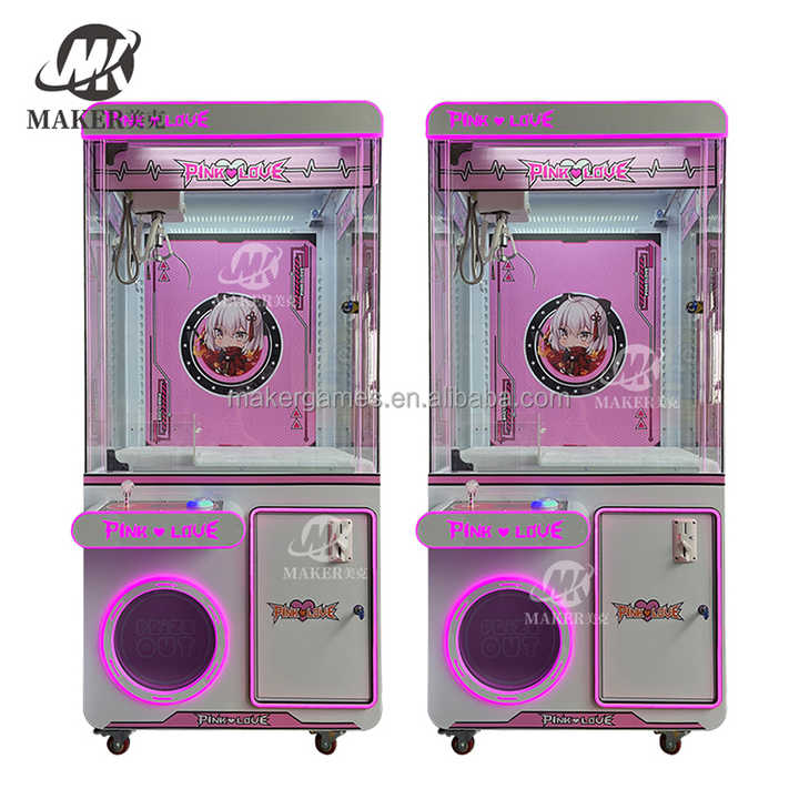 MAKER Amusement Facility Plush Toy Claw Crane Machine Prize Gift Metal Coin Operated Games Arcade Game Pink Love Doll Machine