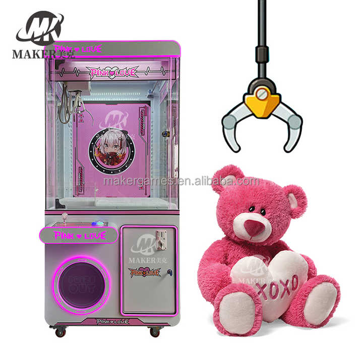 MAKER Amusement Facility Plush Toy Claw Crane Machine Prize Gift Metal Coin Operated Games Arcade Game Pink Love Doll Machine
