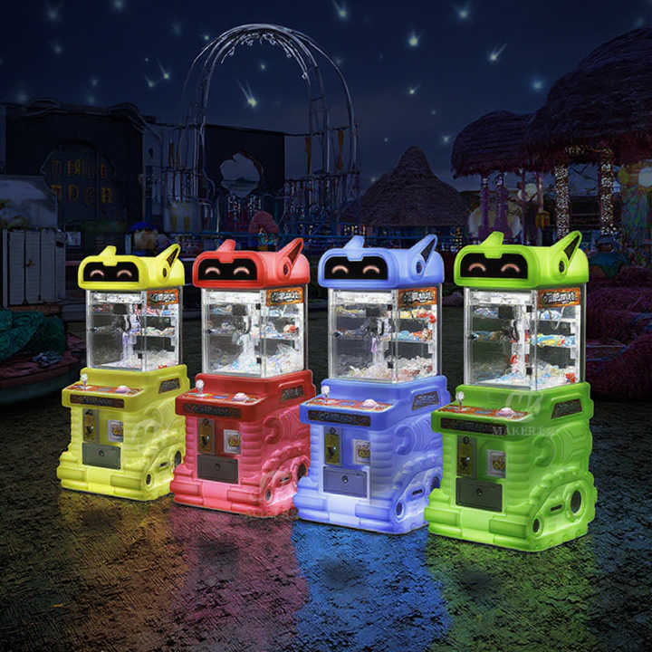 MAKER Hot Selling Bright Lights Kids Claw Machine Grab Mini Doll & Toy Metal Coin Operated Games Cute-eyed Mini Doll Machine
